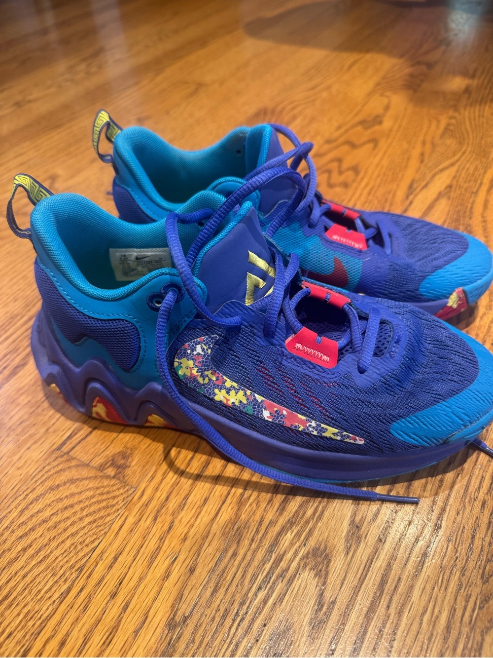 Nike Kids Sneakers - Blue with Teal and Purple Accents